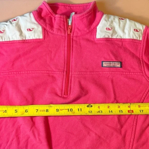 Vineyard Vines Pink Quarter Zip Pullover Women’s Large Blue Whale Logo Preppy - Picture 9 of 11